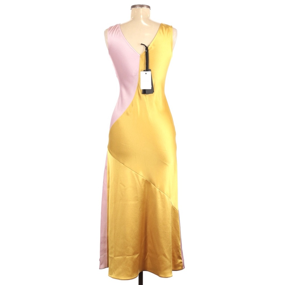 NWT Pinko Minestra Two Tone Pink and Gold Asymmetrical Dress size 6 - Picture 2 of 12